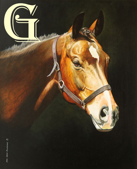 John Lewis Fitzgerald, original painting, CHESTNUT HORSE